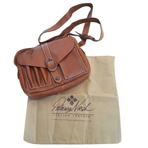 Patricia Nash Crossbody NWT Italian Leather Flap Bag Rustic Tan with Dust Cover